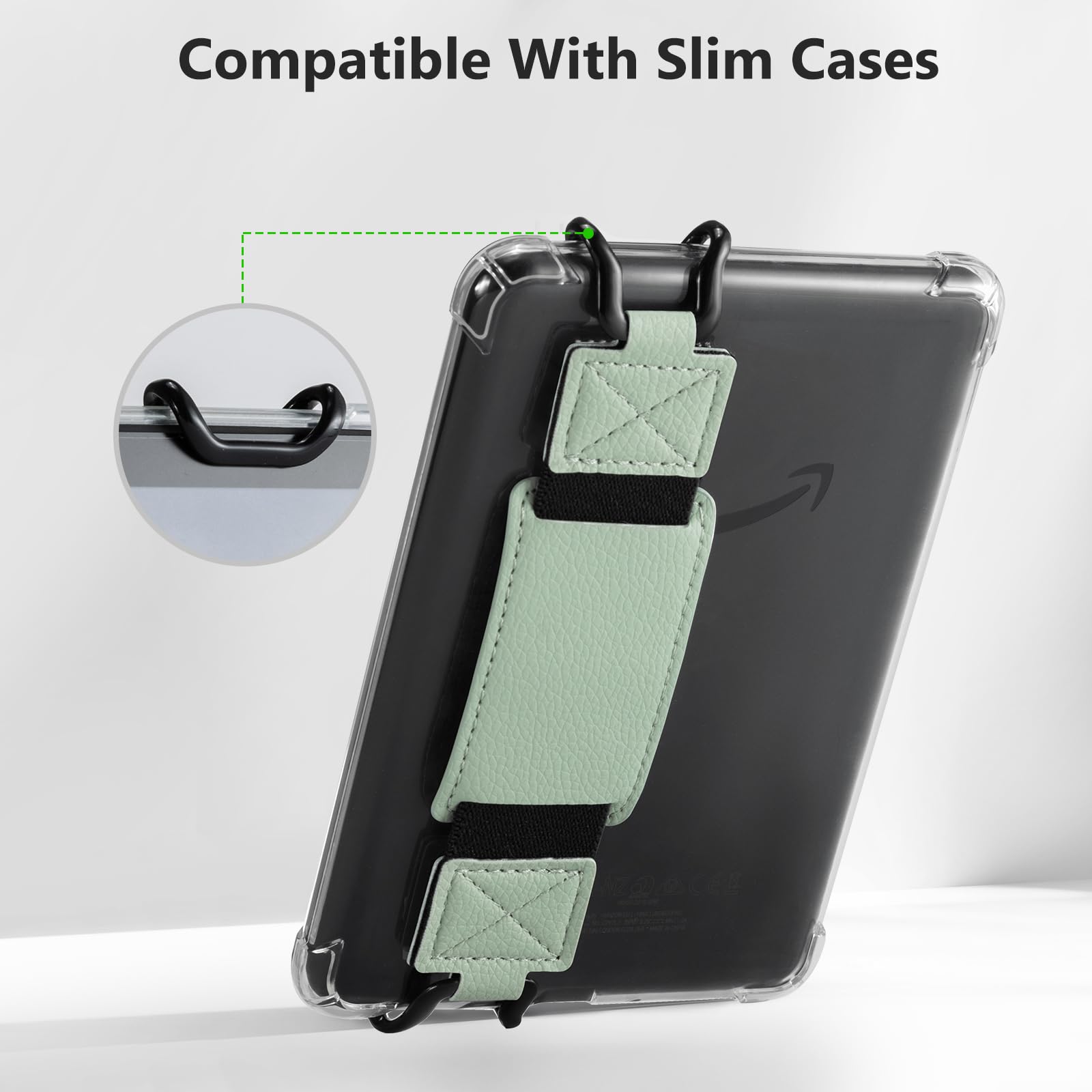 CoBak Secure Hand Strap for Kindle and Tablets - Versatile and Lightweight Finger Grip Holder for 6-7.5" Kindle/Kobo/Voyaga/Lenovo/Sony E-Book Tablet - High Elasticity, Sagegreen-1