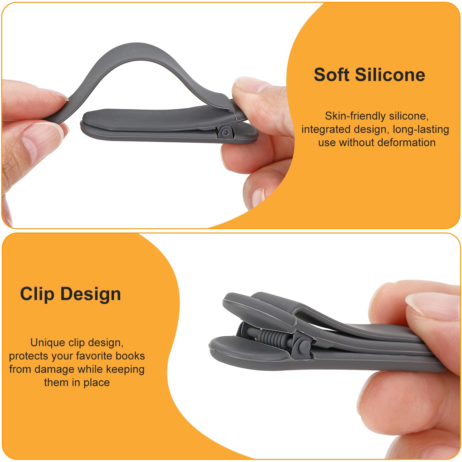 3Pcs Automatic Bookmark, Silicone Smart Book Marks for Reading Women, Men, Kids,Cute Unique Book Markers Bookmark Clip Reading Accessories Gifts for Book Lovers (1 Dark Grey+1 Light Grey+1 Beige)
