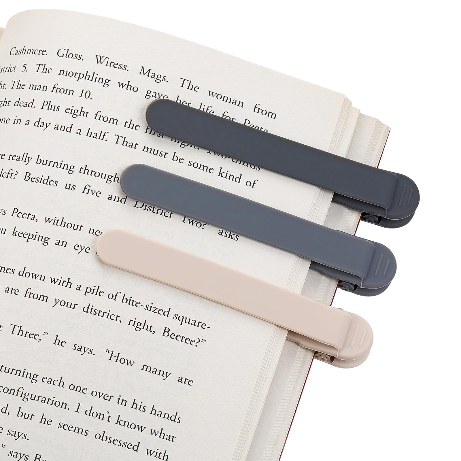 3Pcs Automatic Bookmark, Silicone Smart Book Marks for Reading Women, Men, Kids,Cute Unique Book Markers Bookmark Clip Reading Accessories Gifts for Book Lovers (1 Dark Grey+1 Light Grey+1 Beige)