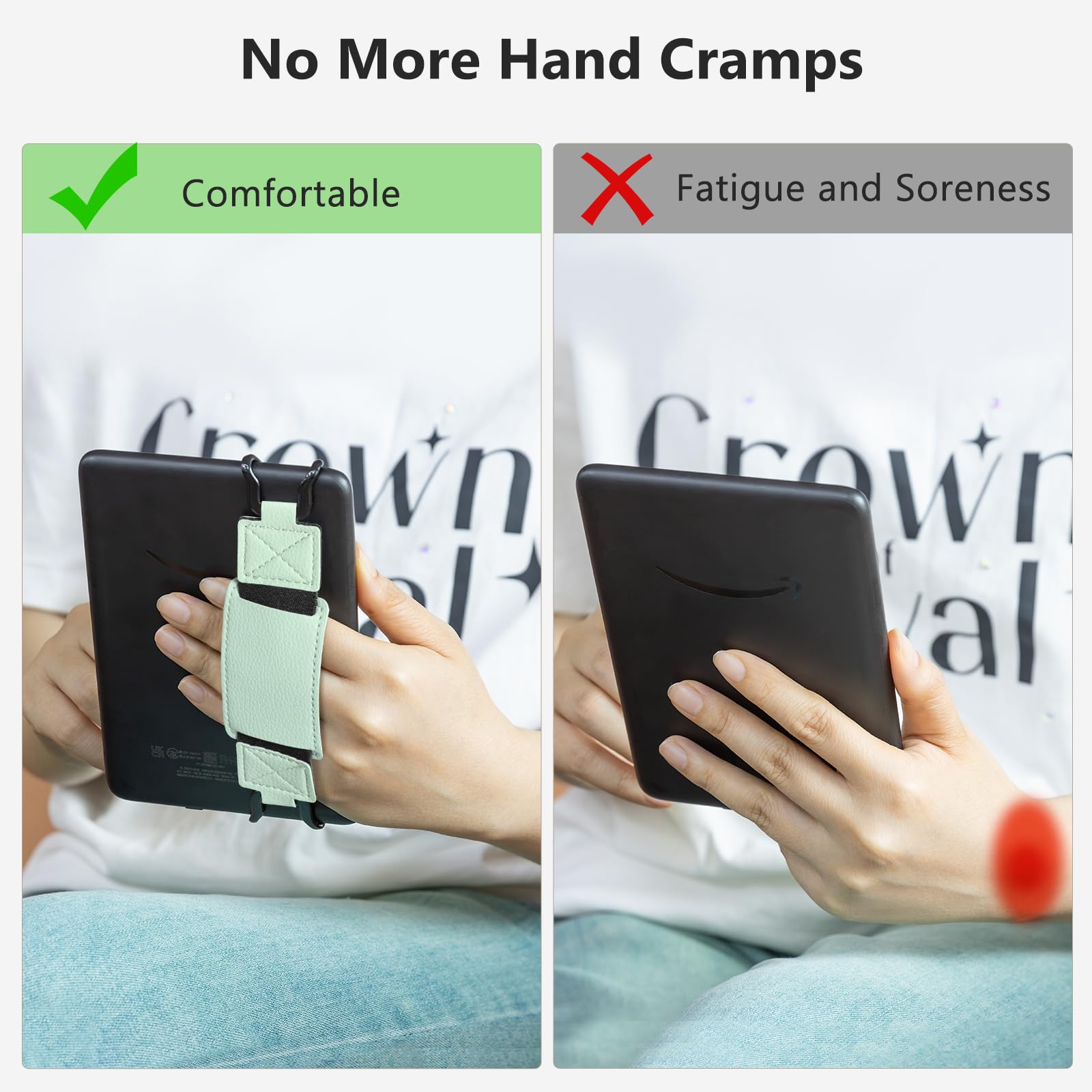 CoBak Secure Hand Strap for Kindle and Tablets - Versatile and Lightweight Finger Grip Holder for 6-7.5" Kindle/Kobo/Voyaga/Lenovo/Sony E-Book Tablet - High Elasticity, Sagegreen-1