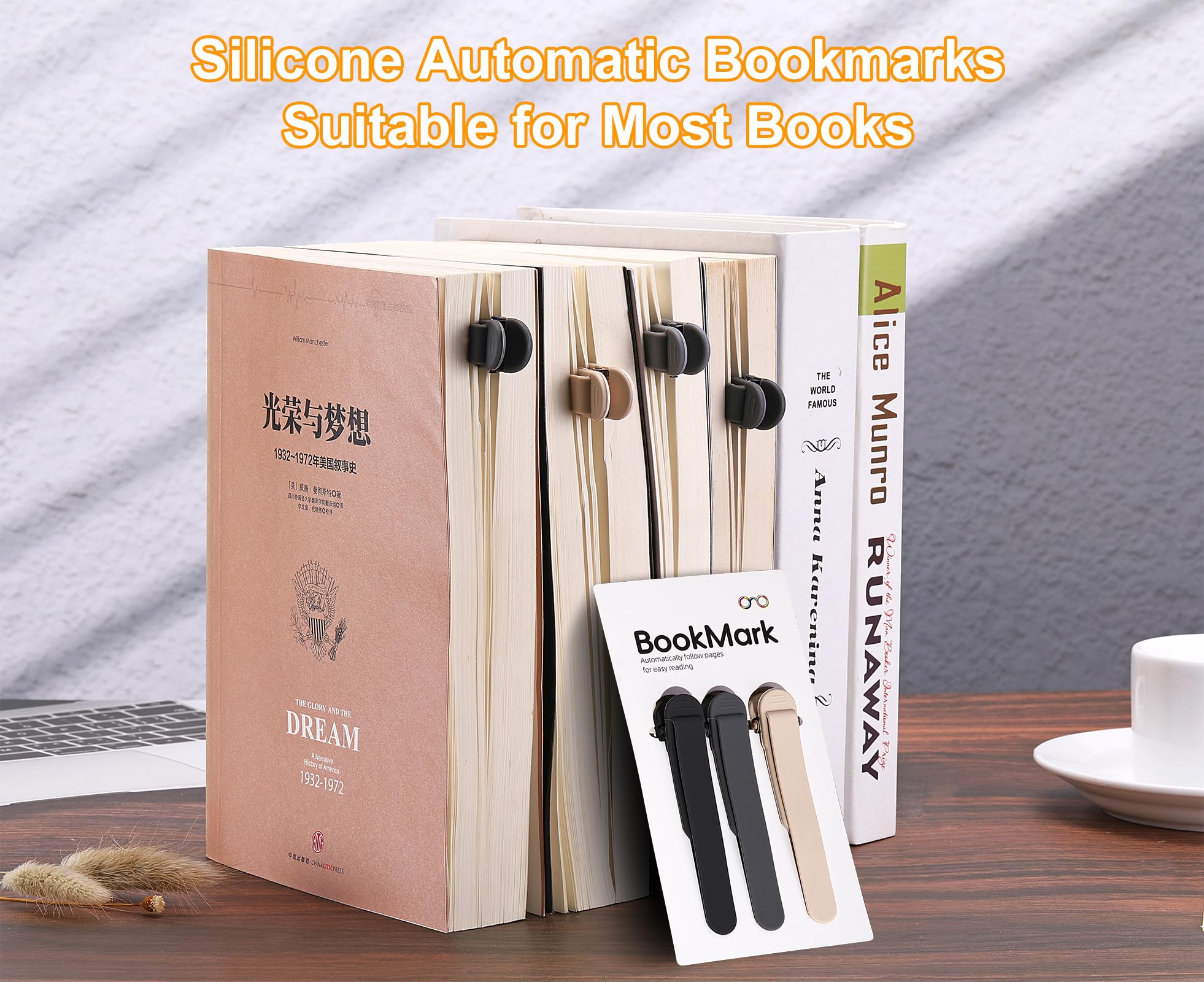 3Pcs Automatic Bookmark, Silicone Smart Book Marks for Reading Women, Men, Kids,Cute Unique Book Markers Bookmark Clip Reading Accessories Gifts for Book Lovers (1 Dark Grey+1 Light Grey+1 Beige)