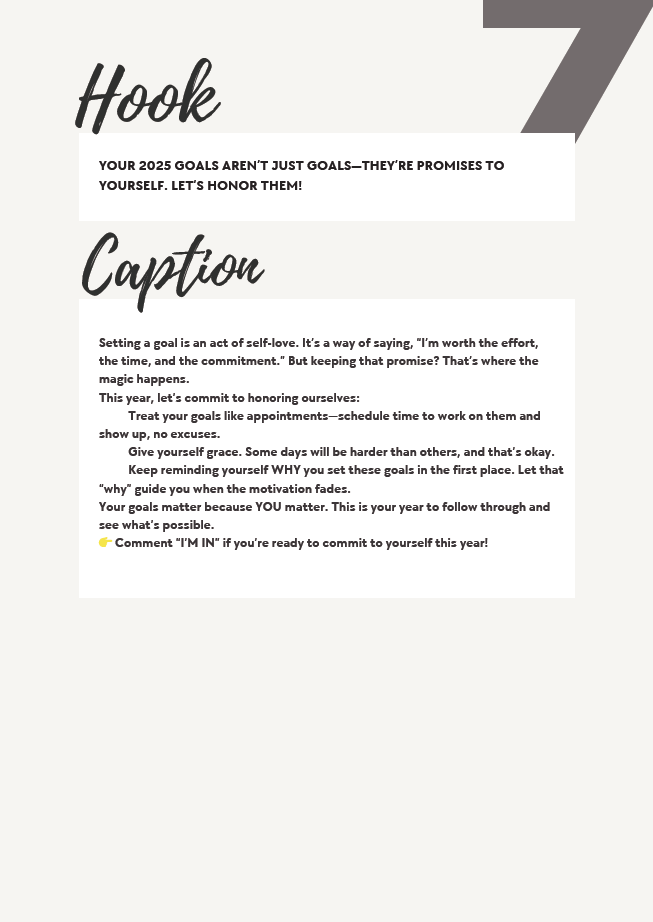 Goal Setting - 30 Day Caption Pack