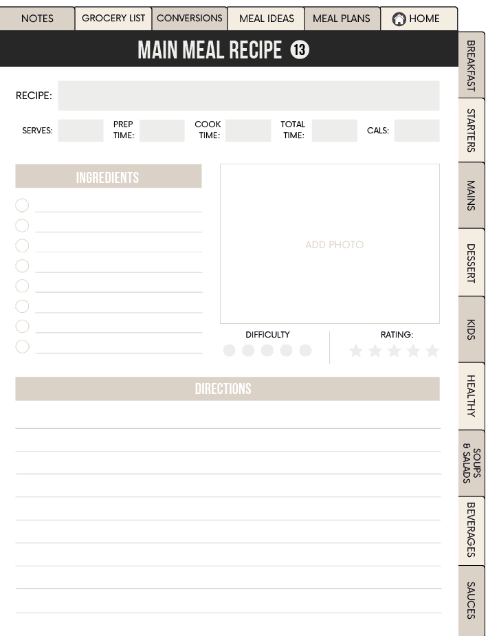 Digital Recipe Planner